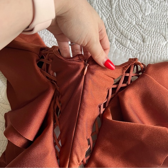 NWT - Zimmermann - Lattice-trimmed Ruffled One Piece Swimsuit - Brick - Picture 11 of 12